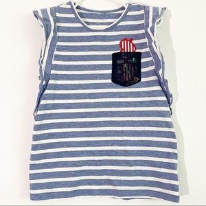 Jessica Simpson Striped Flutter Sleeve Top